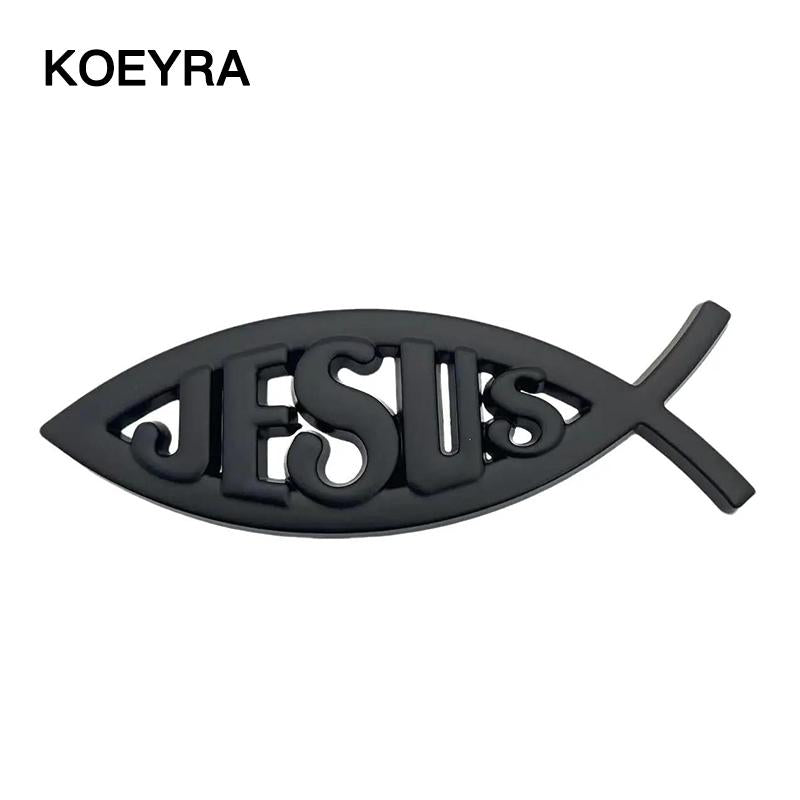 Jesus Fish Decal Car Sticker 3D Chrome Logo Religious God Christ Christian Symbol 