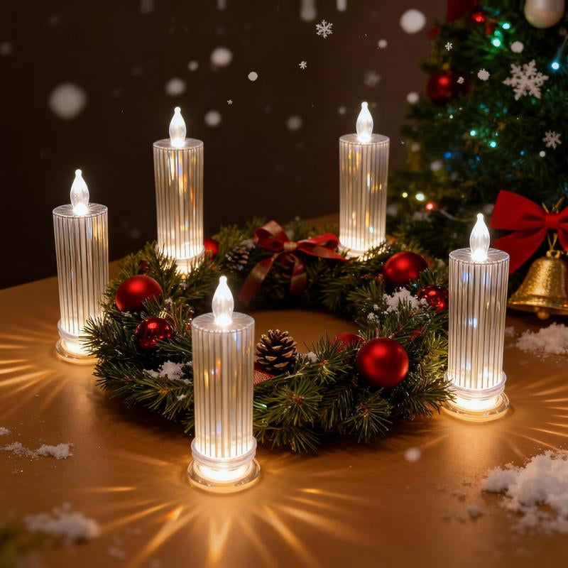 4-Piece Set Creative Refractive Diamond LED Electronic Candle Lights Perfect for Living Rooms, Bedrooms, Bars, Weddings, Christmas Decorations, Birthdays, Parties Ideal for Family Gatherings Dining Table Centerpiece Decoration