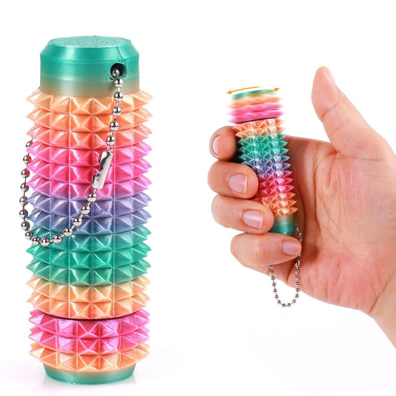 Pain Stim Fidget, Pocket Mini Fidget Toy for Adults,3D Printed Venting Key Pendant, Spiky Grippie Stim Keychain for Anxiety Relief, Positive, Rotate Adults Spiky Sensory Toys， Novelty Gifts for Friends