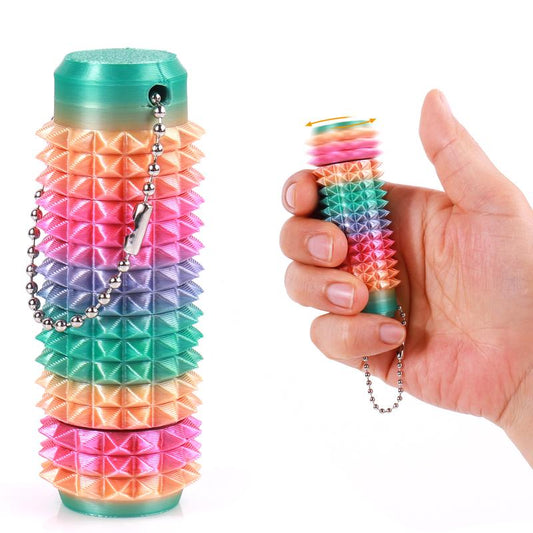 Pain Stim Fidget, Pocket Mini Fidget Toy for Adults,3D Printed Venting Key Pendant, Spiky Grippie Stim Keychain for Anxiety Relief, Positive, Rotate Adults Spiky Sensory Toys， Novelty Gifts for Friends