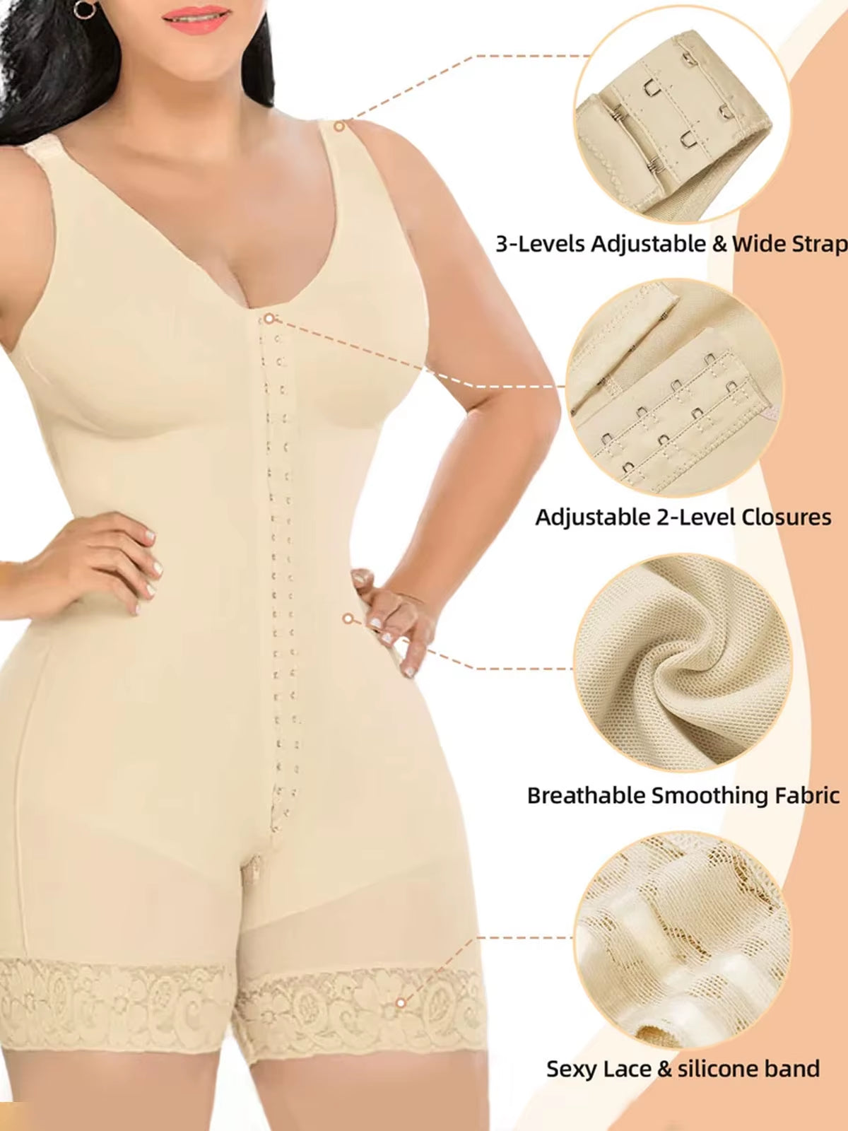 Fajas Colombian Shapewear for Women Post-Surgery BBL Girdle Waist Trainer Full Body Compression Flat Tummy Hourglass Shaper