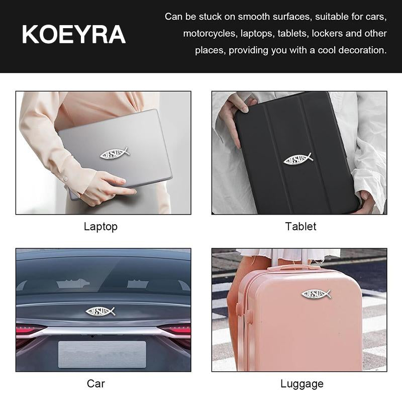 Jesus Fish Decal Car Sticker 3D Chrome Logo Religious God Christ Christian Symbol 