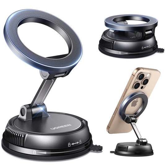 UGREEN Vacuum Magnetic Car Phone Holder,Car Phone Mount, 360° Adjustable for Magsafe Car Holder Foldable Suction Phone Mount for Car, for Garmin Gps/Mirror/Smooth Surface, for Iphone 17 16 Pro Max 15, and Android, Labor Day Sale