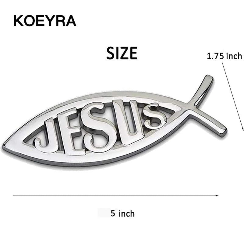 Jesus Fish Decal Car Sticker 3D Chrome Logo Religious God Christ Christian Symbol 