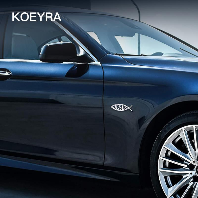 Jesus Fish Decal Car Sticker 3D Chrome Logo Religious God Christ Christian Symbol 