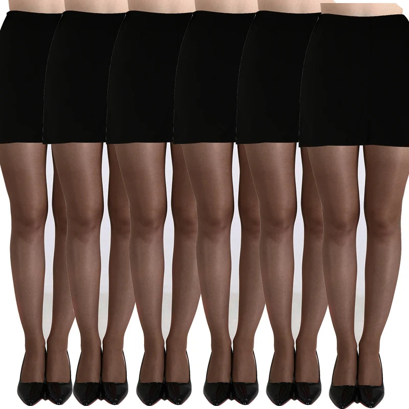 Kave 6 Pairs Plus Size Pantyhose for Women Tights 20 Denier Sheer Stocking 2025 Spring Summer Thin Elastic Slim Long Stocking
