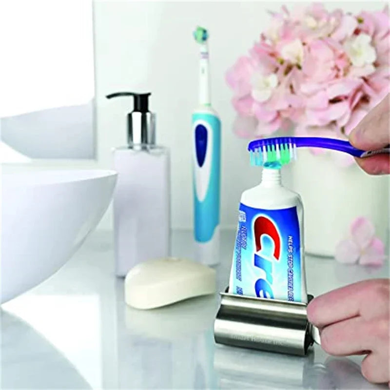 Maximize Your Toothpaste with the Stainless Steel Toothpaste Squeezer & Tube Roller Dispenser