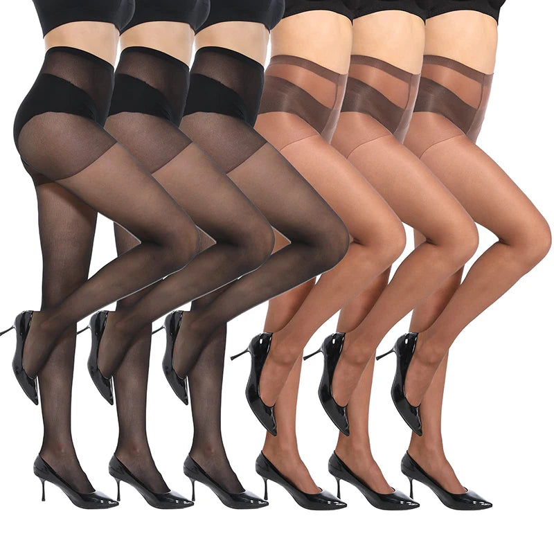 Kave 6 Pairs Plus Size Pantyhose for Women Tights 20 Denier Sheer Stocking 2025 Spring Summer Thin Elastic Slim Long Stocking