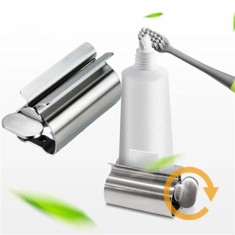 Maximize Your Toothpaste with the Stainless Steel Toothpaste Squeezer & Tube Roller Dispenser