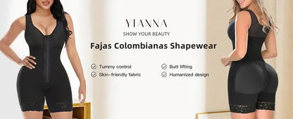 YIANNA Colombian Fajas Shapewear for Women - Ultimate Tummy Control Bodysuit with Zipper Crotch and Butt Lifter