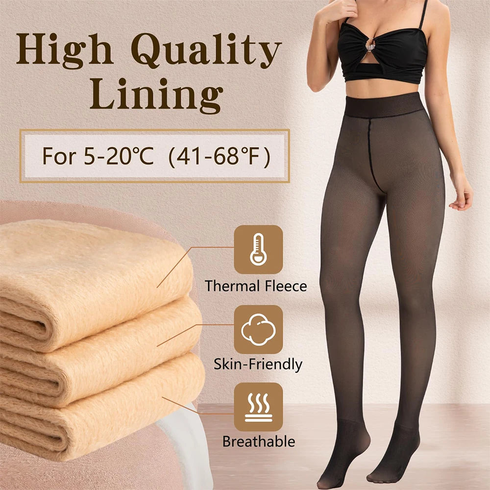 Winter Ready High Elasticity Fleece Lined Compression Leggings for Women - Slimming, Warm, and Versatile Base Layer