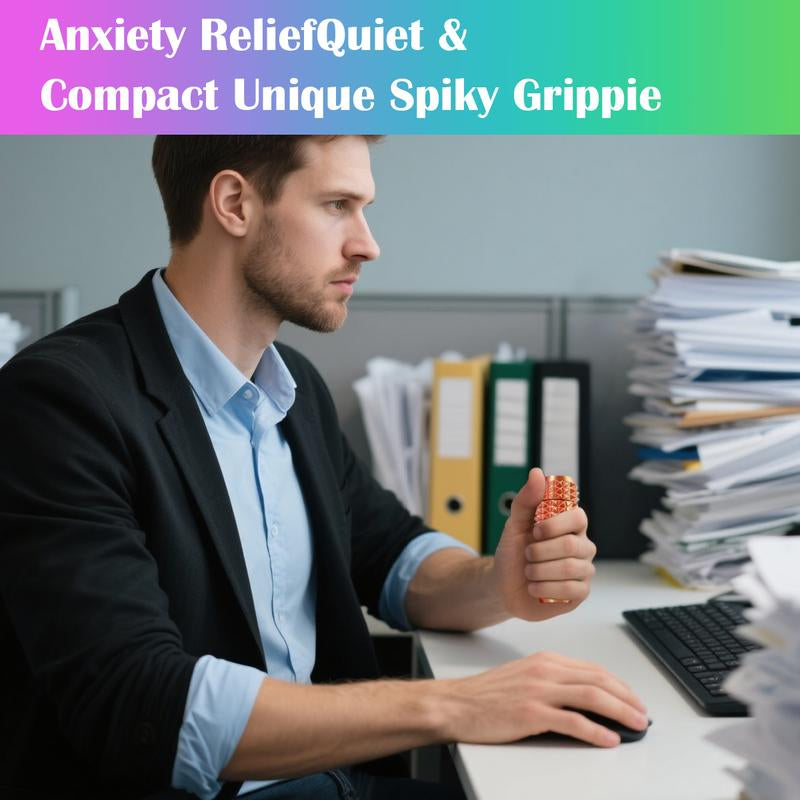 Pain Stim Fidget, Pocket Mini Fidget Toy for Adults,3D Printed Venting Key Pendant, Spiky Grippie Stim Keychain for Anxiety Relief, Positive, Rotate Adults Spiky Sensory Toys， Novelty Gifts for Friends