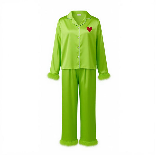 Mommy and Me Pajamas Christmas Family Matching Sleepwear Long Sleeve Lapel V Neck Button down Top+Elastic Waist Pants Loungewear