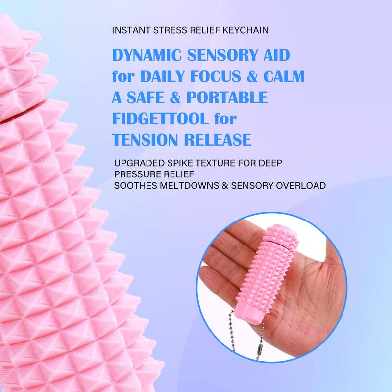 Pain Stim Fidget, Pocket Mini Fidget Toy for Adults,3D Printed Venting Key Pendant, Spiky Grippie Stim Keychain for Anxiety Relief, Positive, Rotate Adults Spiky Sensory Toys， Novelty Gifts for Friends